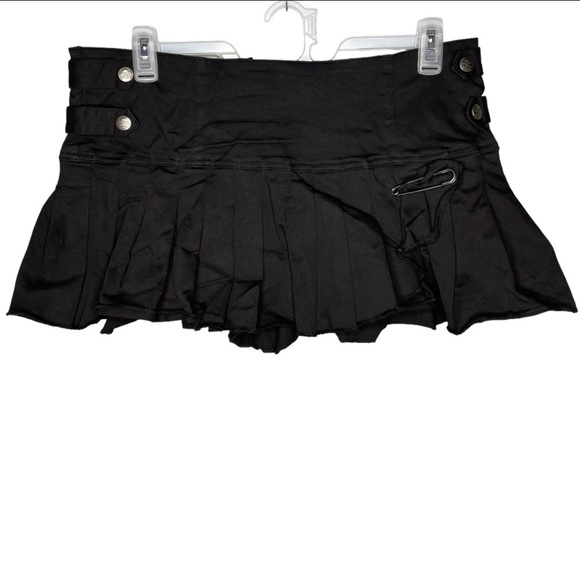Tripp NYC mini skirt pleated black skull safety pink NWT xxl vintage goth punk - Picture 1 of 7
